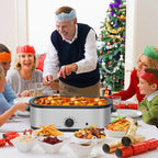 14 Quart Roaster Oven with Self-Basting Lid, Turkey Defrost & Warm Function, Turkey Roasting Pan with Removable Roasting Rack, Adjustable Temperature for Use as a Slow Cooker, Stainless Steel, Silver