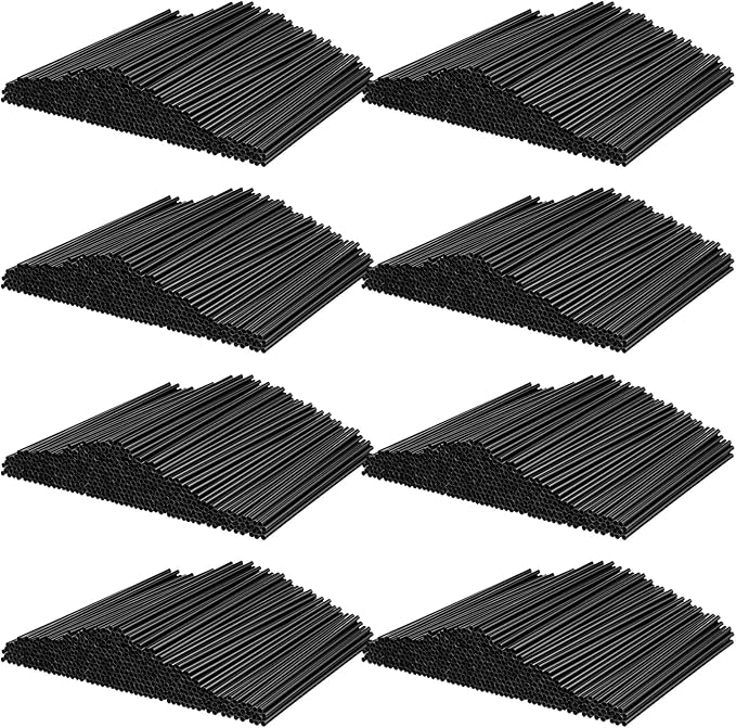 6000 Count Coffee Cocktail Stirrers Straws Disposable Plastic Sip Stir Sticks Cocktail Drink Stirrers Sticks Cups Straws for Bars Juice Drinking(Black,5 Inch)