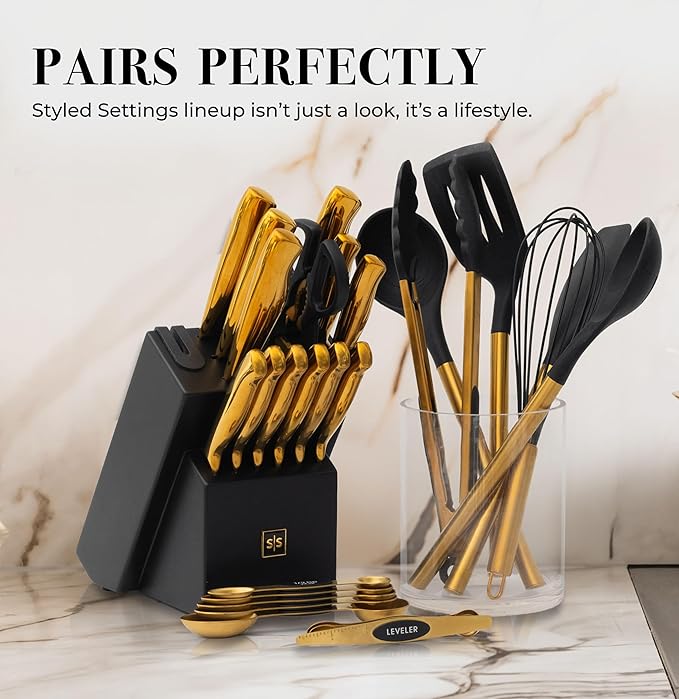 Magnetic Measuring Spoons Set – Stainless Steel Gold Measuring Spoons for Cooking and Baking – Cute and Durable Gold Kitchen Accessories - Great for Gifting