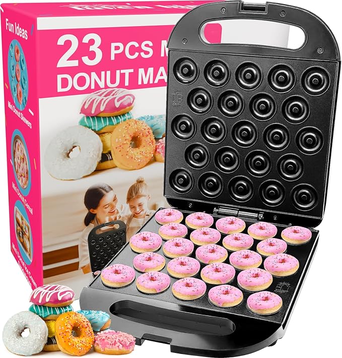 23 Mini Donut Maker Machine – Electric Donut Maker, Non-Stick, Fast Heating, Easy to Use for Home and Restaurants, Perfect for Breakfast, Snacks, Kids Parties, Gift Idea - Makes 23 Doughnuts at Once