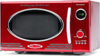 Nostalgia RMO4RR Retro Large 0.9 cu ft, 800-Watt Countertop Microwave Oven, 12 Pre-Programmed Cooking Settings, Digital Clock, Easy Clean Interior, Metallic Red