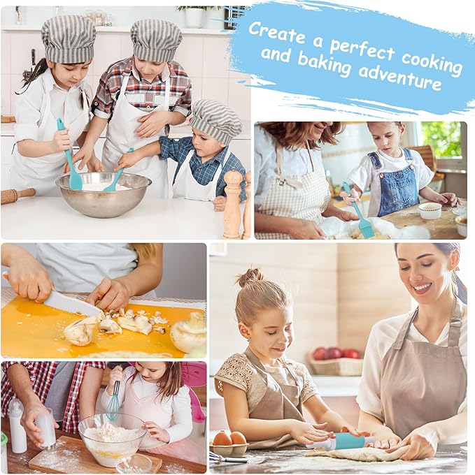 Kids Cooking and Baking Set with Storage Case Real Cooking Supplies with Cookbook Knives Apron Chef Hat Kids Cooking Utensils for Girls Boys