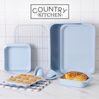 Country Kitchen Nonstick Stackable Bakeware Set - Deluxe Heavy Duty, Durable, Easy Release Baking Set, 8 Pcs, Light Blue