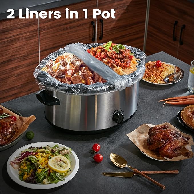 Slow Cooker Liners, Hotensil 13"x 21" 10 Count Cooking Bags Large Size Disposable Pot Liner, Fit 3QT to 8.5QT for Slow Cooker Cooking Trays, Multi-Purpose Durable Liners Plastic Bags, BPA Free
