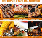 Cifaisi BBQ Grill Accessories Set, 38Pcs Stainless Steel Grill Tools Grilling Accessories with Aluminum Case, Thermometer, Grill Mats for Camping/Backyard Barbecue, Grill Set for Men Women