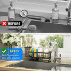 Cisily Sink Caddy Sponge Holder for Kitchen with Brush Holder and Stainless Steel Self Drain Tray, Rustproof Kitchen Sink Organizer for Sponge, Soap Dispenser Storage Accessories