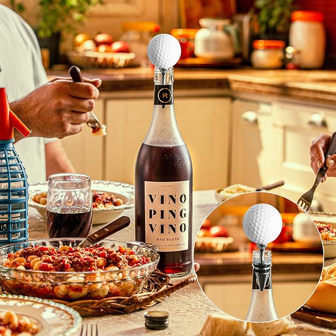 Golf Club Bottle Opener, Wine Opener & Stoppers Set Zinc Alloy Manual Wine Bottle Opener for Golf & Wine Lovers, Set of 3