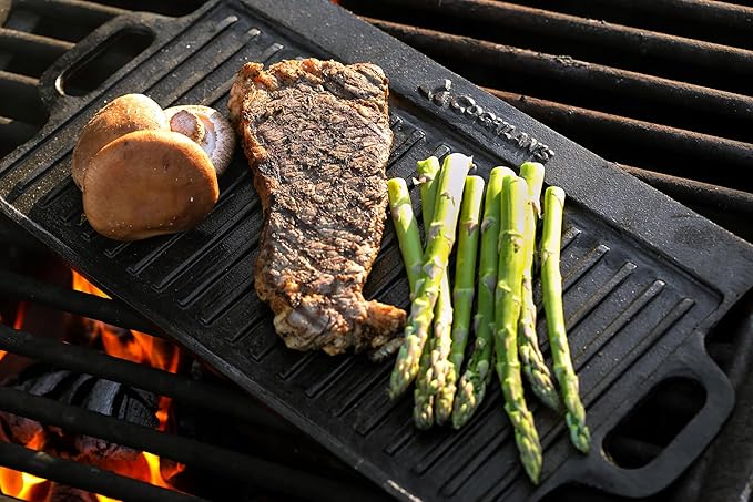 Coghlan's Cast Iron Griddle – Reversible Pre-Seasoned Camping Cookware for Grilling, Frying, and Outdoor Cooking – Durable and Versatile Skillet Pan, 18 x 9 Inches