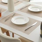 Leetaltree Beige Placemats Set of 16 - Heat Resistant Non-Slip Place mats for Dining Table, Washable Durable PVC Vinyl Woven Table Mats(Beige, 16)