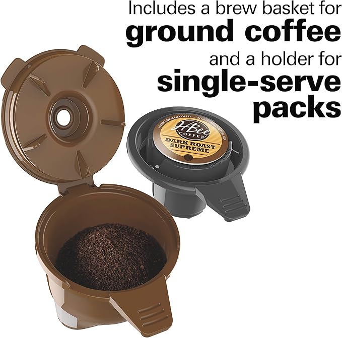 Hamilton Beach FlexBrew Trio 2-Way Coffee Maker, Compatible with K-Cup Pods or Grounds, Single Serve & Full 12c Pot, Permanent Gold-Tone Filter, Black & Silver