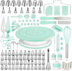 Kootek 158PCs Cake Decorating Kit, Baking Supplies Tools - Includes Cake Stand Turntable, 64 Icing Piping Tips Set, 2 Frosting Spatulas, 3 Scrapers, 50+2 Pastry Bags, Coupler, Video Tutorial, Booklet