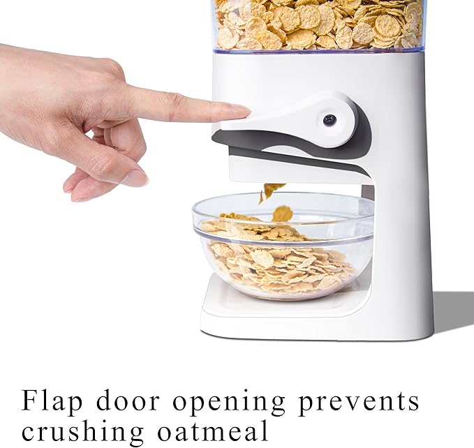 Cereal Dispenser Countertop, 5L Cereal Containers Storage Dispenser for Pantry, Large Dry Food Cereal Dispenser, Not Easy to Crush Cereal, Can Hold Oatmeal, Candy, Snack, Grain, Pet Food (White, 1Pc)
