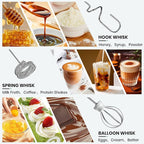 Colarlemo Milk Frother Handheld Rechargeable with Stand, Frother Wand Drink Mixer Electric Whisk for Coffee, Detachable With 3 Stainless Whisks, Hand Mixer for Lattes, Cappuccino, Matcha, Egg, Green