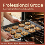 BAKKEN Kitchen Baking Pans - Small, Medium, and Large Cookie Pan (13.58×9.65, 15.75×11, 17.91×12.60), Nonstick, Diamond Texture Bottom, PFOA, PFOS, PTFE Free, Oven Safe (450°F), Pack of 3, Gray Marble