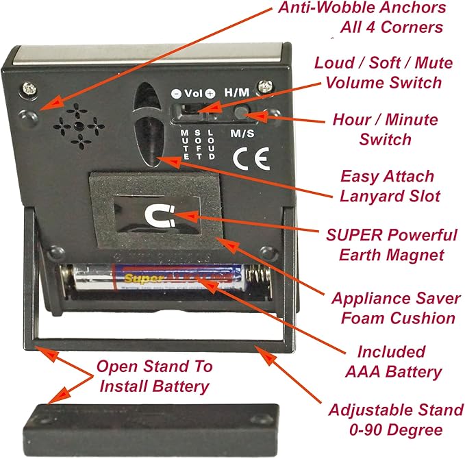 Elegant Digital Kitchen Timer, Stainless Steel Model eT-78, Displays 0-99 Min. or 0-99 Hr., Super Strong Magnet, Volume Switch for Mute/Soft/Loud Alarm, Auto Shut Off, Auto Memory by eTradewinds