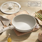 Country Kitchen Cookware Set with Removable Handle, Oven & RV Safe Pots and Pans Set, Cream, Original