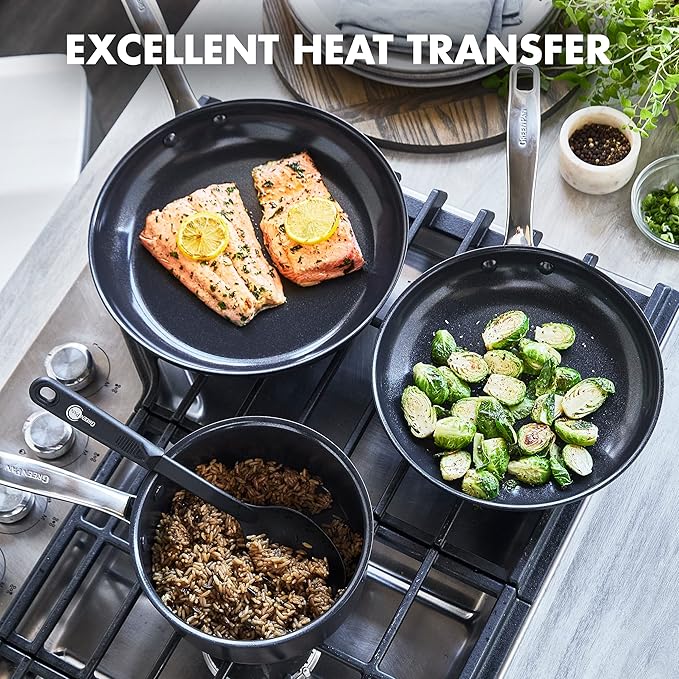 GreenPan Chatham Black Prime Midnight Hard Anodized Healthy Ceramic Nonstick 11 Piece Cookware Pots and Pans Set, PFAS-Free, Dishwasher Safe, Oven Safe, Black