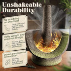 ChefSofi Mortar and Pestle Set - Black Polished Exterior - 6 inch - 2 Cup Capacity