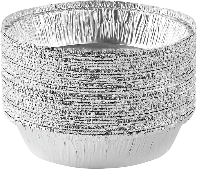 PLASTICPRO 7'' Inch Round Tin Foil Pans Disposable Aluminum, Freezer & Oven Safe - For Baking, Cooking, Storage, Roasting, & Reheating, Pack of 20