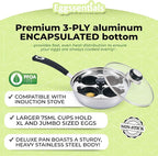 Eggssentials Egg Poacher Pan Nonstick Poached Egg Maker, Stainless Steel Egg Poaching Pan, Poached Eggs Cooker Food Grade Safe PFOA Free with Spatula