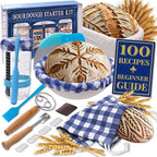 Sourdough Starter Kit for Beginners with Beginner Guide & 100 Recipes - Sourdough Bread Baking Supplies and Tools, Homemade Bread Gift Set and Sour Dough Accessories for Bakers