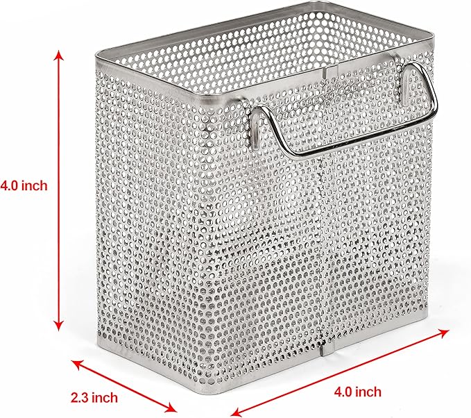 LENITH Kitchen Utensil Chopsticks Perforated Holder with Hooks - 304 Stainless Steel Storage for Organizer Dishwasher Safe (Small Rectangle)