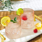 Kate Aspen Rose Gold Cups Pink Hobnail Beaded Drinking Glasses Set of 6-10 oz Vintage Glassware Set Cocktail Glass Set, Juice Glass, Water Cups | Makes A Great Hostess Gift, Gift for New Home Owners