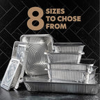 PLASTICPRO 10 Pack Aluminum Pans 8'' x 10" Disposable Pans with Covers Heavy Duty 5 lb Foil Pans for Baking and Cooking