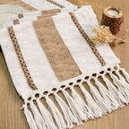 FEXIA Boho Table Runner for Hoilday Spring Home Decor with Tassels 72 Inches Long Pottery barn Furniture Farmhouse Rustic Macrame Burlap Table Decoration for Living Room (12x72 Inches)