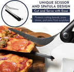 Loftern Pizza Scissors - Non-Stick Pizza Scissors with Firm Grip Base - Food Grade Stainless Steel Pizza Cutter - 5-in-1 Food Slicer & Pizza Server - Durable, Safe & Mess Free