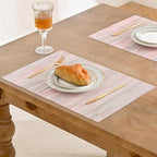 Leetaltree Misty Rose Placemats Set of 4 - Heat Resistant Non-Slip Place mats for Dining Table, Washable Durable PVC Vinyl Woven Table Mats（Misty Rose, 4）