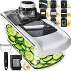 Fullstar Mandoline Slicer for Kitchen, Fruit Cutter, Cheese Grater, Cucumber Slicer, Veggie Spiralizer, Food Cutter & Kitchen Gadgets & Gifts with Safety Glove (11 in 1, White)
