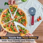 Deiss Lux Heavy Duty Pizza Cutter With Wheel Slicer- Stainless Steel Sharp Smooth Pizza Cutter Wheel With Easy Grip Non-Slip Handle, Dishwasher Safe (RED)