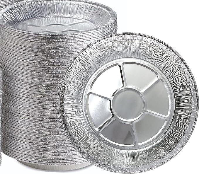 9" Aluminum Foil Pie Tins (25 Pack), Disposable Aluminum Pie Pans, Foil Pans for Baking, Cooking, Freezer Safe, Round Foil Pans, Foil Plates Perfect for Quiche, Tarts, Pies, & Takeout Spare Essentials