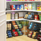 Stackable Soda Can Organizer Stores Up to 72 Cans, 4-Pack Can Storage Organizer for Pantry Shelves, 4-Tier Kitchen Can Holders with 4 Adjustable Dividers, Wire Drink Organizer for Pantry Cabinet Shelf