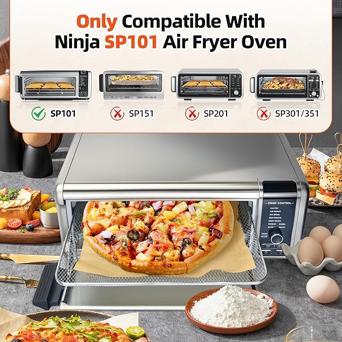 Replacement Baking Pan Air Fryer Basket only for Ninja Foodi SP101 Air Fryer Oven, Stainless Steel Mesh Basket and Non-stick Baking Tray for Ninja Digital Air Fry Countertop Oven