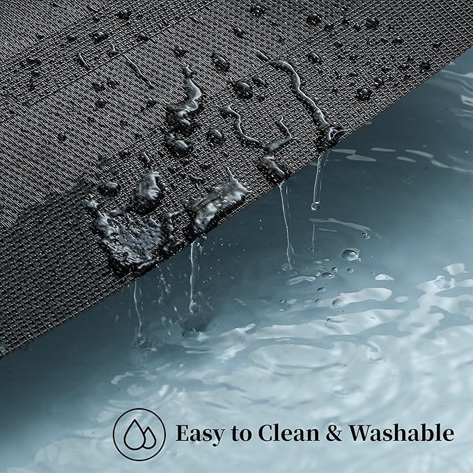 Leetaltree Black Frame Placemats Set of 4 - Heat Resistant Non-Slip Place mats for Dining Table, Washable Durable PVC Vinyl Woven Table Mats（Black Frame, 4）