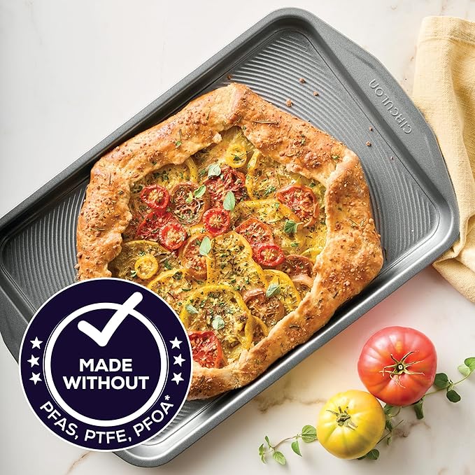 Circulon Total Bakeware Nonstick Cookie Baking Sheet, 10" x 15", Dark Gray