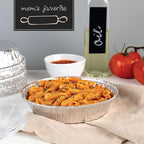 PLASTICPRO 7'' Inch Round Tin Foil Pans Disposable Aluminum, Freezer & Oven Safe - For Baking, Cooking, Storage, Roasting, & Reheating, Pack of 100