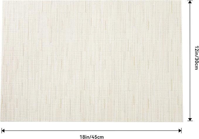 Leetaltree Pale Beige Placemats Set of 8 - Heat Resistant Non-Slip Place mats for Dining Table, Washable Durable PVC Vinyl Woven Table Mats（Pale Beige, 8）