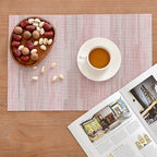 Leetaltree Misty Rose Placemats Set of 8 - Heat Resistant Non-Slip Place mats for Dining Table, Washable Durable PVC Vinyl Woven Table Mats（Misty Rose, 8）