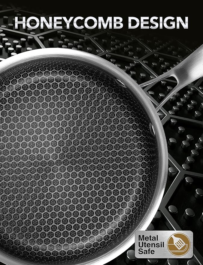 MICHELANGELO 6 Pcs Tri-ply Stainless Steel Pot Set, 2QT & 3QT & 8QT Pot with Lids, Nonstick HoneyComb Interior Cooking Pot Set, Compatible with All Cooktops, Oven & Dishwasher Safe