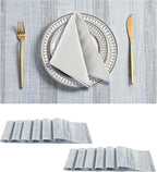 Leetaltree LightSteel Blue Placemats Set of 12 - Heat Resistant Non-Slip Place mats for Dining Table, Washable Durable PVC Vinyl Woven Table Mats（LightSteel Blue, 12）