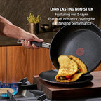 T-Fal Stone Force Platinum Non Stick Jumbo Cooker w/Lid & Helper Handle 5 Quart, Oven Broiler Safe 400°F, Long-lasting Durability, Heat Indicator, Saute Pan, Deep Fry Pan, Skillet, Pots, Pans, Black