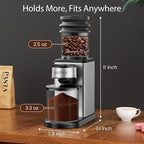 Conical Burr Coffee Grinder for Home,25 Precise Grind Settings,60-Second Timer,Easy to Clean Stainless Steel Burrs,Anti-Static & Anti-Slip Base