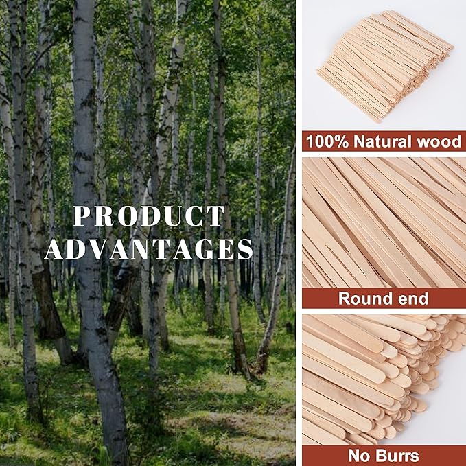 ANTETOK Wooden Coffee Stirrers - Coffee Stir Sticks 5.5 Inch,800pcs Disposable Swizzle Sticks,Swizzle Drink Sticks for Coffee,Tea,Cocktail and Hot Chocolate