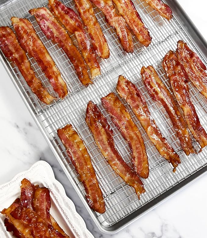 USA Pan 1607CR Bakeware Extra Large Sheet Baking Pan and Bakeable Nonstick Cooling Rack Set, XL, Metal