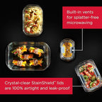 Rubbermaid Brilliance Glass Food Storage Containers, 3.2 Cup, Set of 4, BPA-Free, Leak-Proof, Clear