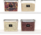Vtopmart Food Storage Containers 3.3 quart / 3.6L, 4 Pieces BPA Free Plastic Airtight Canister for Flour, Sugar, Baking Supplies, with 4 Measuring Cups and 24 Labels,Black