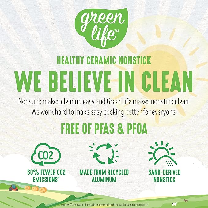 GreenLife Non Stick Fry Pan Set (7" & 10"), Non-Toxic PFAS-Free Ceramic Skillets, Dishwasher & Oven Safe, Egg Omelet Frying Pans, Stay- Cool Handles, Kitchen Home Cooking Essentials, Blue